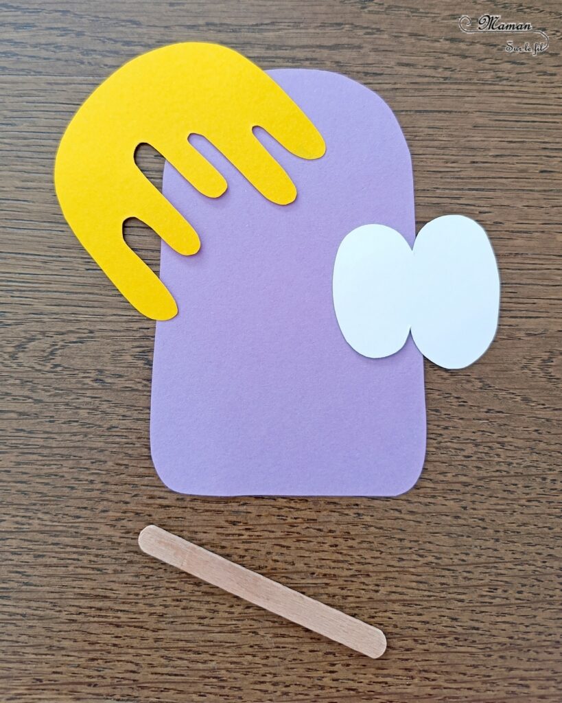 Créer des glaces rigolotes et colorées en papier : activité créative, récup' et manuelle enfants - Recyclage et surcyclage de chutes de papier et de bâtonnets de glace en bois - Découpage et collage pour la glace, le nappage et les gros yeux rigolos - Dessin des pupilles et de la bouche - Collage du bâtonnet de glace - Bricolage facile et rigolo - Thème alimentation, gourmandises sucrées, glaces, été - Bricolage et décoration sympa et facile - Arts visuels maternelle et élémentaire - Cycles 1 et 2 - Créativité - tutoriel photos - mslf