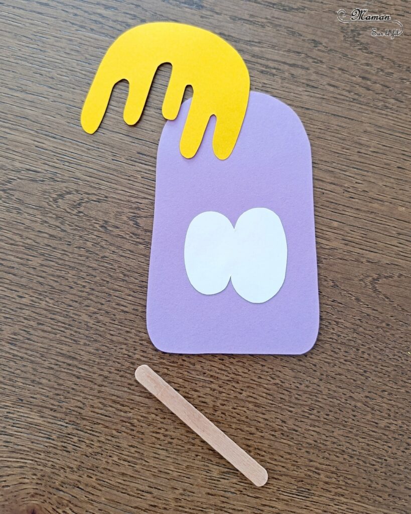 Créer des glaces rigolotes et colorées en papier : activité créative, récup' et manuelle enfants - Recyclage et surcyclage de chutes de papier et de bâtonnets de glace en bois - Découpage et collage pour la glace, le nappage et les gros yeux rigolos - Dessin des pupilles et de la bouche - Collage du bâtonnet de glace - Bricolage facile et rigolo - Thème alimentation, gourmandises sucrées, glaces, été - Bricolage et décoration sympa et facile - Arts visuels maternelle et élémentaire - Cycles 1 et 2 - Créativité - tutoriel photos - mslf