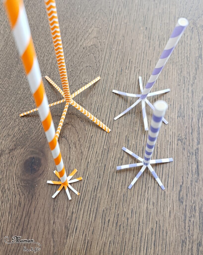 Peindre un feu d'artifice pour le 14 juillet avec des pailles et des paillettes : activité créative, peinture et manuelle enfants - Technique de la paille découpée en plusieurs bandes pour peindre les feux d'artifice - Couleurs bleu, blanc et rouge pour la fête nationale - Paillettes pour le côté brillant - Thème feu d'artifice, 14 juillet, fête nationale, drapeau français - Bricolage et décoration sympa et facile - Arts visuels maternelle et élémentaire - Cycles 1 et 2 - Créativité - tutoriel photos - mslf