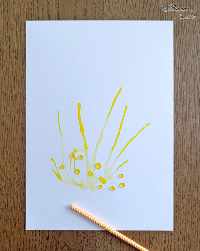 Créer un feu de camp en encre soufflée et éléments de la nature : activité créative, peinture et manuelle enfants - Technique des gouttes d'encre à dessiner soufflée à la paille - Dégradé de couleurs jaune, orange, rouge - Collage de branches de bois - Land art - Thème camping, vacances, été, colonies, camp d'été - Bricolage et décoration sympa et facile - Arts visuels maternelle et élémentaire - Cycles 1 et 2 - Créativité - tutoriel photos - mslf