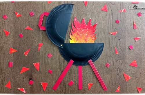 Fabriquer un barbecue avec une assiette en carton : activité créative, récup', peinture et manuelle enfants - Recyclage, surcyclage d'assiettes en carton - Peindre l'assiette en noir - Peinture au papier aluminium, relief, texture et dégradé de peinture pour le feu - Système d'attache parisienne pour ouvrir et fermer le couvercle - Découpage, collage de papier carton ondulé - Bricolage facile pour jeu DIY - Thème camping, vacances, barbecue, été - Bricolage et décoration sympa et facile - Arts visuels maternelle et élémentaire - Cycles 1 et 2 - Créativité - tutoriel photos - mslf