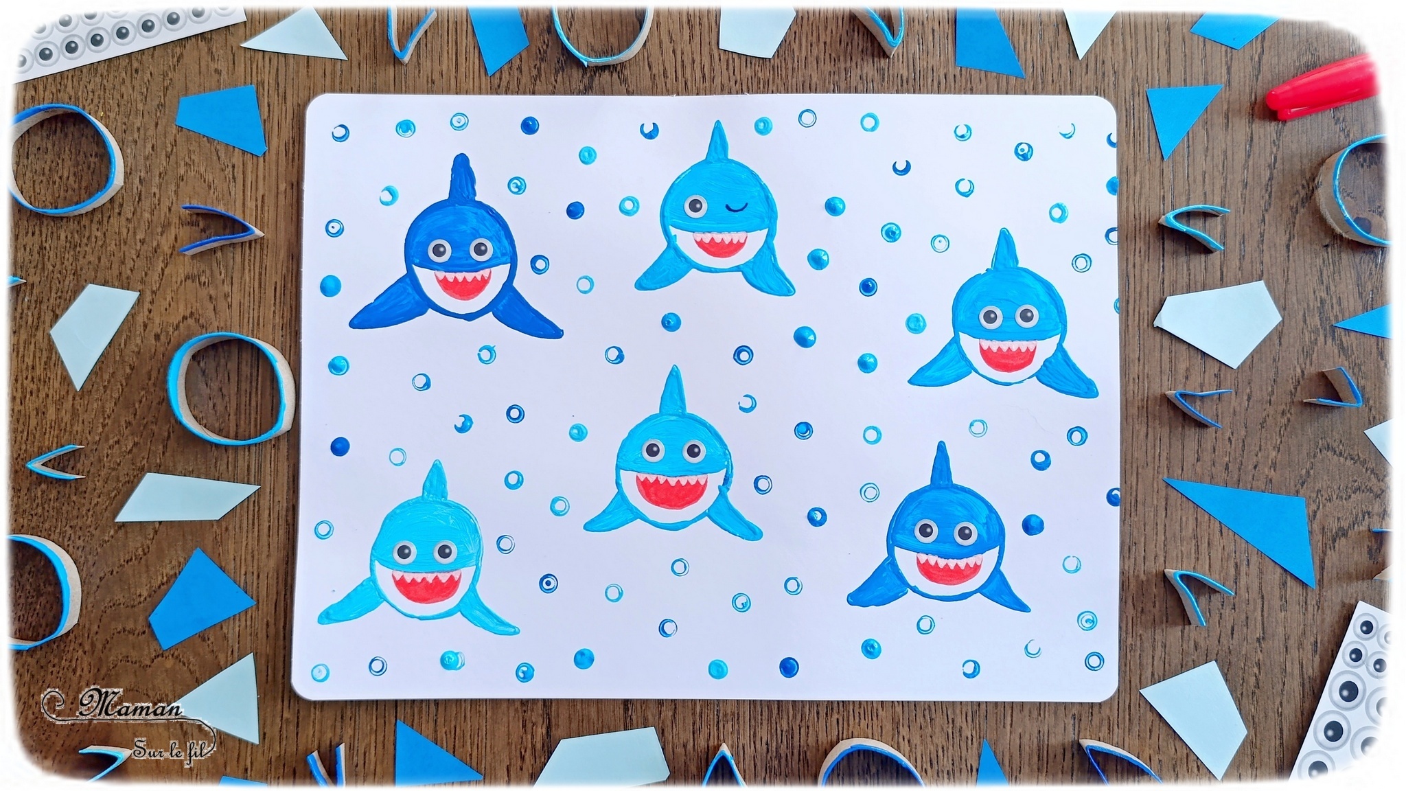 Peindre des requins avec un rouleau de PQ {Activité} - Maman Sur Le Fil