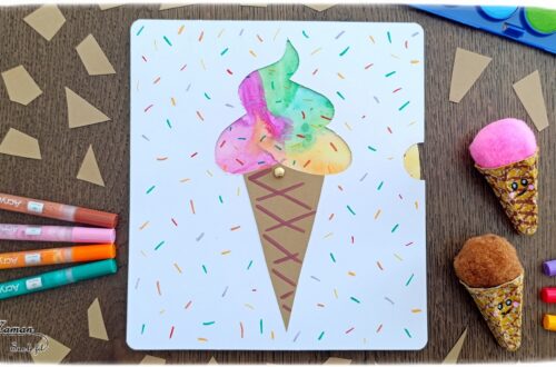 Créer une glace italienne qui change de couleurs : activité créative, peinture et manuelle enfants - Peinture et bricolage ludique avec roue qui tourne - Peinture type aquarelle, géométrie avec tracé de cercle, découpage, dessin et graphismes, attache parisienne - Bricolage facile et rigolo - Thème alimentation, gourmandises sucrées, glaces, été - Bricolage et décoration sympa et facile - Arts visuels maternelle et élémentaire - Cycles 1 et 2 - Créativité - tutoriel photos et vidéo - mslf