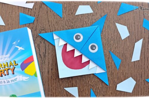 Fabriquer un marque-page Requin DIY en papier : activité créative et manuelle enfants - Pliage de papier et origami - Customisation en requin - Découpage, collage, coloriage et dessin - Cadeau à offrir Fait maison- Bricolage facile et rigolo - Thème animaux marins, océans, mer, été - Bricolage et décoration sympa et facile - Arts visuels maternelle et élémentaire - Cycles 1 et 2 - Créativité - tutoriel photos - mslf