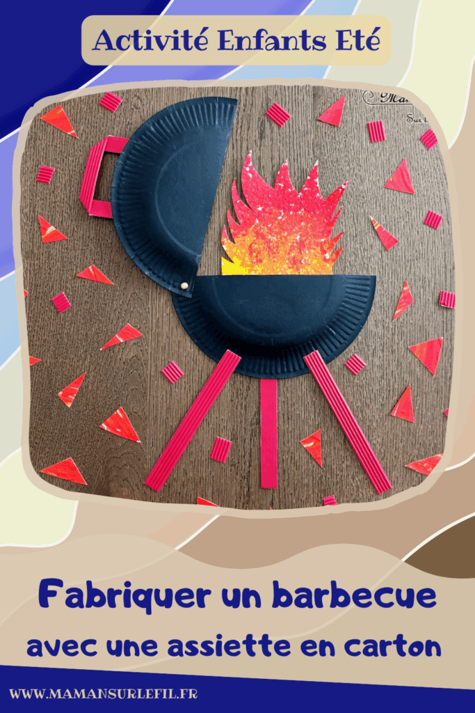 Fabriquer un barbecue avec une assiette en carton : activité créative, récup', peinture et manuelle enfants - Recyclage, surcyclage d'assiettes en carton - Peindre l'assiette en noir - Peinture au papier aluminium, relief, texture et dégradé de peinture pour le feu - Système d'attache parisienne pour ouvrir et fermer le couvercle - Découpage, collage de papier carton ondulé - Bricolage facile pour jeu DIY - Thème camping, vacances, barbecue, été - Bricolage et décoration sympa et facile - Arts visuels maternelle et élémentaire - Cycles 1 et 2 - Créativité - tutoriel photos - mslf
