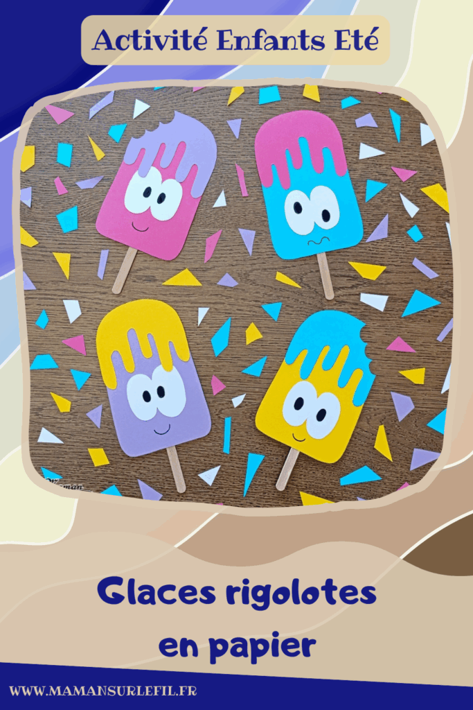 Créer des glaces rigolotes et colorées en papier : activité créative, récup' et manuelle enfants - Recyclage et surcyclage de chutes de papier et de bâtonnets de glace en bois - Découpage et collage pour la glace, le nappage et les gros yeux rigolos - Dessin des pupilles et de la bouche - Collage du bâtonnet de glace - Bricolage facile et rigolo - Thème alimentation, gourmandises sucrées, glaces, été - Bricolage et décoration sympa et facile - Arts visuels maternelle et élémentaire - Cycles 1 et 2 - Créativité - tutoriel photos - mslf