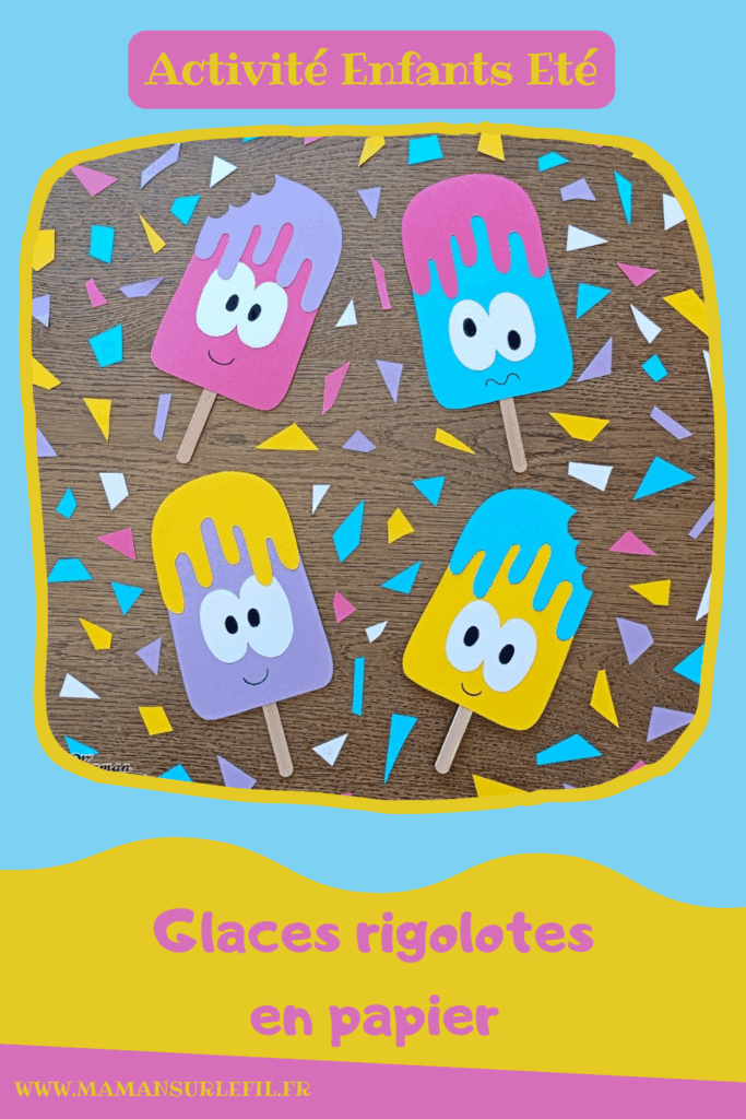 Créer des glaces rigolotes et colorées en papier : activité créative, récup' et manuelle enfants - Recyclage et surcyclage de chutes de papier et de bâtonnets de glace en bois - Découpage et collage pour la glace, le nappage et les gros yeux rigolos - Dessin des pupilles et de la bouche - Collage du bâtonnet de glace - Bricolage facile et rigolo - Thème alimentation, gourmandises sucrées, glaces, été - Bricolage et décoration sympa et facile - Arts visuels maternelle et élémentaire - Cycles 1 et 2 - Créativité - tutoriel photos - mslf