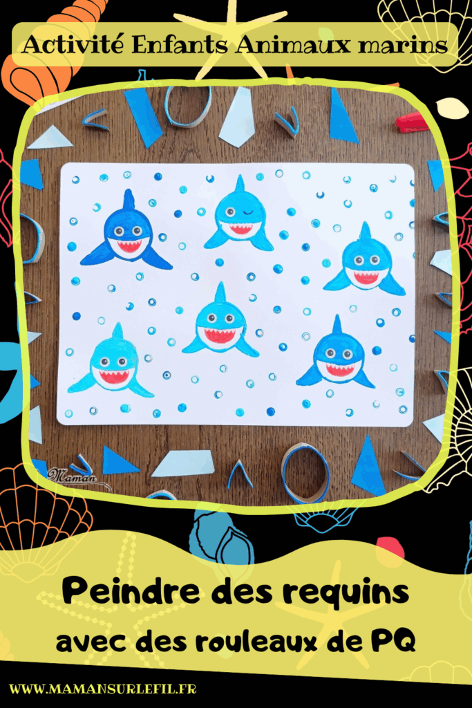 Peindre des requins mignons avec un rouleau de PQ en carton : activité créative, peinture, récup' et manuelle enfants - Recyclage et Surcyclage de rouleaux de papier toilette en carton - Peinture du corps, des nageoires et de l'aileron - Coloriage au pinceau - Dessin de la langue au feutre puis gommettes Yeux - Bulles pour décorer le tour avec des pailles - Bricolage facile et rigolo - Thème animaux marins, océans, mer, été - Bricolage et décoration sympa et facile - Arts visuels maternelle et élémentaire - Cycles 1 et 2 - Créativité - tutoriel photos - mslf
