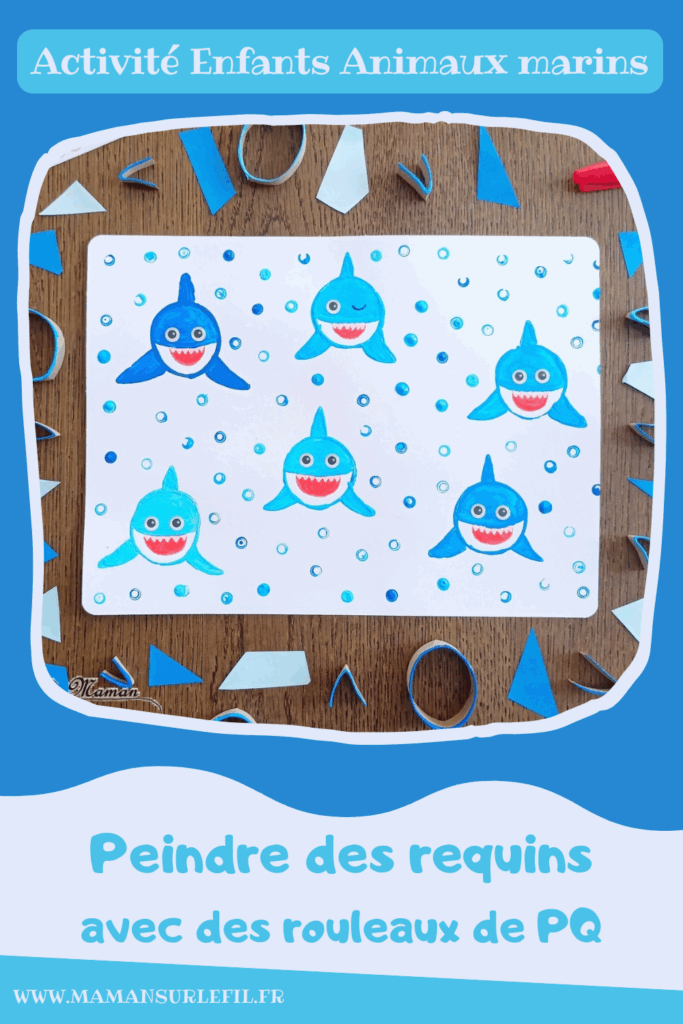 Peindre des requins mignons avec un rouleau de PQ en carton : activité créative, peinture, récup' et manuelle enfants - Recyclage et Surcyclage de rouleaux de papier toilette en carton - Peinture du corps, des nageoires et de l'aileron - Coloriage au pinceau - Dessin de la langue au feutre puis gommettes Yeux - Bulles pour décorer le tour avec des pailles - Bricolage facile et rigolo - Thème animaux marins, océans, mer, été - Bricolage et décoration sympa et facile - Arts visuels maternelle et élémentaire - Cycles 1 et 2 - Créativité - tutoriel photos - mslf