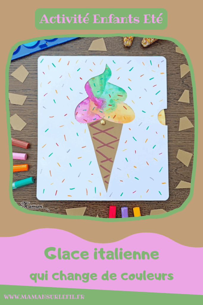 Créer une glace italienne qui change de couleurs : activité créative, peinture et manuelle enfants - Peinture et bricolage ludique avec roue qui tourne - Peinture type aquarelle, géométrie avec tracé de cercle, découpage, dessin et graphismes, attache parisienne - Bricolage facile et rigolo - Thème alimentation, gourmandises sucrées, glaces, été - Bricolage et décoration sympa et facile - Arts visuels maternelle et élémentaire - Cycles 1 et 2 - Créativité - tutoriel photos et vidéo - mslf