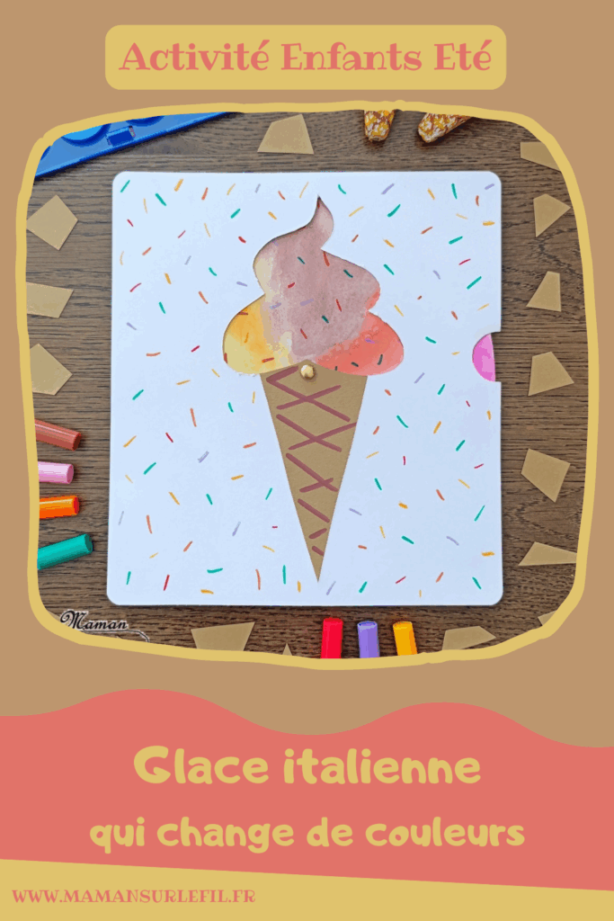 Créer une glace italienne qui change de couleurs : activité créative, peinture et manuelle enfants - Peinture et bricolage ludique avec roue qui tourne - Peinture type aquarelle, géométrie avec tracé de cercle, découpage, dessin et graphismes, attache parisienne - Bricolage facile et rigolo - Thème alimentation, gourmandises sucrées, glaces, été - Bricolage et décoration sympa et facile - Arts visuels maternelle et élémentaire - Cycles 1 et 2 - Créativité - tutoriel photos et vidéo - mslf