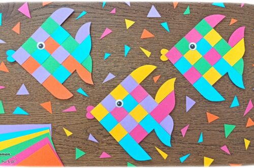Fabriquer des poissons Damier en bandes de papier : activité créative et manuelle enfants - Découpage, collage, tissage de papier - Géométrie, utilisation de la règle - Poissons tropicaux ultra colorés - Coeur pour la bouche, Gommettes Yeux - Bricolage facile et rigolo - Découpage, collage - Thème poissons, animaux marins, mer, océans, été, 1er avril - Bricolage et décoration sympa et facile - Arts visuels maternelle et élémentaire - Cycles 1 et 2 - Créativité - tutoriel photos et vidéo - mslf