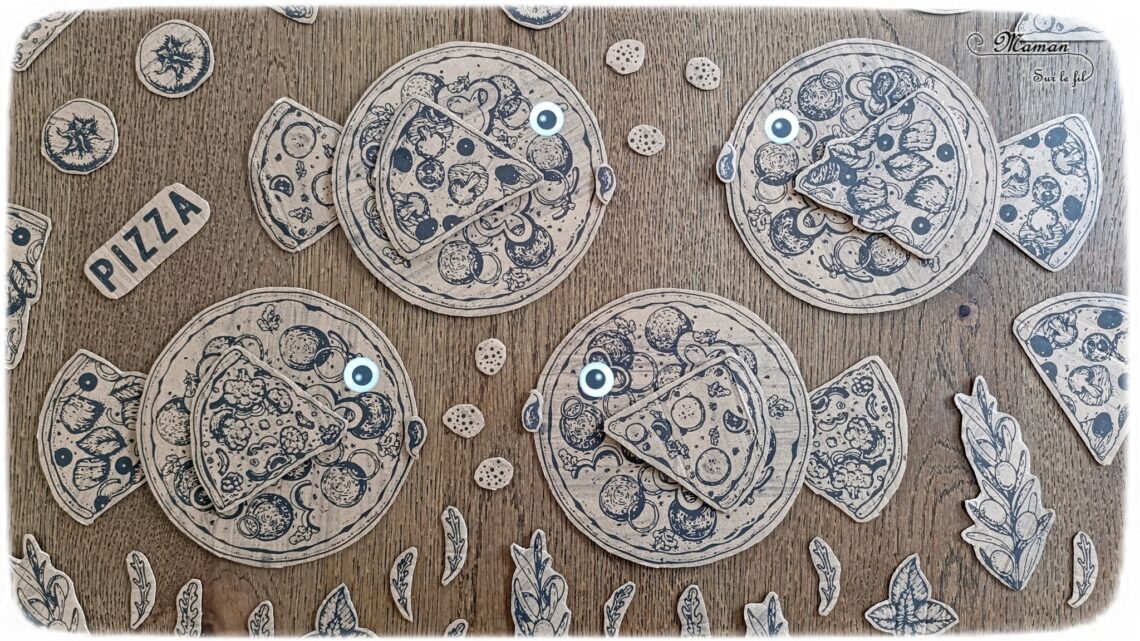 Fabriquer des poissons en récup' de boites à pizza : activité créative, récup' et manuelle enfants - Recyclage et surcyclage de boites à pizza en carton - Découpage et imagination - Mise en place d'une scène de fonds marins : poissons, algues, bulles... - Bricolage facile et rigolo - Découpage, collage - Gommettes Yeux - Thème poissons, animaux marins, mer, océans, été, 1er avril - Bricolage et décoration sympa et facile - Arts visuels maternelle et élémentaire - Cycles 1 et 2 - Créativité - tutoriel photos - mslf