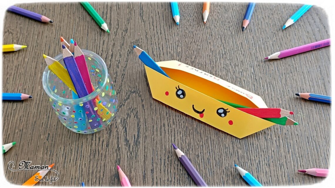 Fabriquer un décompte pour la rentrée scolaire : activité créative, récup' et manuelle enfants - Crayons de couleur arc-en-ciel fabriqués avec des bâtonnets de glace en bois - Peinture, recyclage, récup', surcyclage - Trousse Kawaii en papier avec la technique de l'origami - Pot à crayons avec un pot en verre - Chaque jour, on passe un crayon du pot vers la trousse - Quand la trousse est remplie, c'est la rentrée - Bricolage DIY facile et rapide - Thème école, rentrée scolaire, matériel, crayons de couleur - Bricolage et décoration sympa et facile - Arts visuels maternelle et élémentaire - Cycles 1 et 2 - Créativité - tutoriel photos - mslf