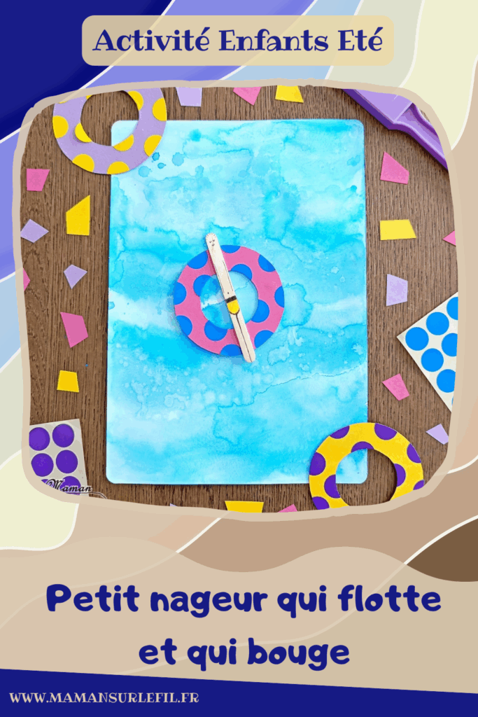 Fabriquer un petit nageur qui flotte et bouge sur sa bouée : activité créative, récup' et manuelle enfants - Fabriquer une bouée en papier cartonné et gommettes - Créer le baigneur avec un bâtonnet de glace en bois - Peindre le fond avec de la peinture type aquarelle : pinceau + peinture éclaboussé - Faire bouger le nageur avec un aimant - Expérience, bricolage un peu magique - Bricolage facile et rapide - Thème été, vacances, plage, mer, piscine - Bricolage et décoration sympa et facile - Arts visuels maternelle et élémentaire - Cycles 1 et 2 - Créativité - tutoriel photos et vidéo - mslf