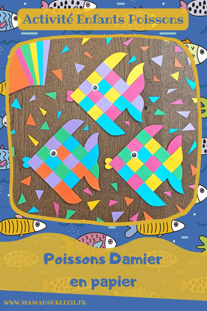 Fabriquer des poissons Damier en bandes de papier : activité créative et manuelle enfants - Découpage, collage, tissage de papier - Géométrie, utilisation de la règle - Poissons tropicaux ultra colorés - Coeur pour la bouche, Gommettes Yeux - Bricolage facile et rigolo - Découpage, collage - Thème poissons, animaux marins, mer, océans, été, 1er avril - Bricolage et décoration sympa et facile - Arts visuels maternelle et élémentaire - Cycles 1 et 2 - Créativité - tutoriel photos et vidéo - mslf