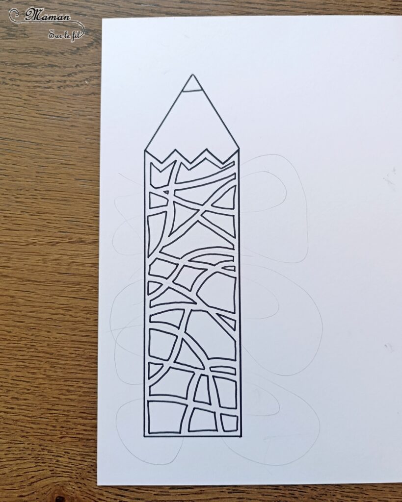 Dessiner un crayon de couleur façon Art Thérapie pour la rentrée scolaire : activité créative, dessin et manuelle enfants et adultes - Dessin, graphismes, zentangle, art thérapie, zen art facile - Coloriage - Contraste couleur et noir - Relaxation, gestion du stress, détente - Bricolage DIY facile et rapide - Thème école, rentrée scolaire, matériel, crayons de couleur - Décoration DIY pour le bureau - Bricolage et décoration sympa et facile - Arts visuels maternelle et élémentaire - Cycles 1 et 2 - Créativité - tutoriel photos - mslf