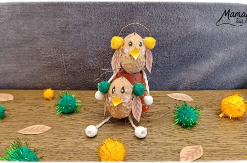 Fabriquer des petits oiseaux d'automne avec des coquilles de noix : activité créative, nature et manuelle enfants - Oiseaux d'automne ou d'hiver avec leur cache-oreilles - Bricolage mignon avec coquilles de noix, pompons, fil de fer, perles, cordelettes, papier - Land art - Couleurs automnales - Bricolage DIY facile et rapide - Thème automne, animaux de la forêt, des bois, oiseaux, nature, hiver - Décoration DIY - Bricolage et décoration sympa et facile - Arts visuels maternelle et élémentaire - Cycles 1 et 2 - Créativité - tutoriel photos - mslf