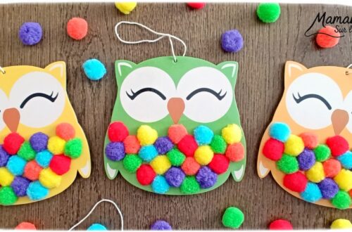 Kit Hiboux et pompons : activité créative et manuelle enfants - Le kit créatif vient de chez 10 Doigts - Il est tout compris et comprend le nécessaire pour créer 6 hiboux multicolores à suspendre - Motricité fine pour insérer les pompons - Bricolage et décoration DIY - Bricolage Fait maison, décoration - Kit tout compris - Thème Automne, animaux de la forêt, des bois, hiboux et chouettes, oiseaux - Bricolage sympa et facile - Arts visuels Maternelle et cycle 2 - Maternelle et élémentaire - Créativité - Cycle 1 ou 2 - tutoriel photos - mslf