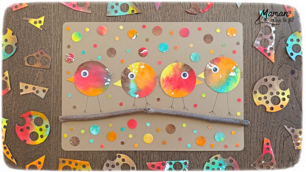 Créer des petits oiseaux d'automne avec la technique des feutres et du papier aluminium : activité créative, peinture et manuelle enfants - Oiseaux ou canards automnaux avec cercles de papier - Couleurs avec feutres sur aluminium et eau - Technique au rendu joli - Cercles, géométrie, découpage, collage - Perforatrice - Land art avec collage d'une branche - Dessin - Couleurs automnales - Bricolage DIY facile et rapide - Thème automne, animaux de la forêt, des bois, oiseaux, nature - Décoration DIY - Bricolage et décoration sympa et facile - Arts visuels maternelle et élémentaire - Cycles 1 et 2 - Créativité - tutoriel photos et vidéo - mslf