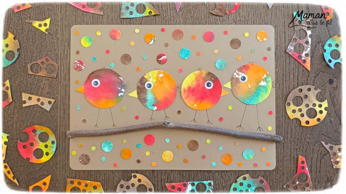 Créer des petits oiseaux d'automne avec la technique des feutres et du papier aluminium : activité créative, peinture et manuelle enfants - Oiseaux ou canards automnaux avec cercles de papier - Couleurs avec feutres sur aluminium et eau - Technique au rendu joli - Cercles, géométrie, découpage, collage - Perforatrice - Land art avec collage d'une branche - Dessin - Couleurs automnales - Bricolage DIY facile et rapide - Thème automne, animaux de la forêt, des bois, oiseaux, nature - Décoration DIY - Bricolage et décoration sympa et facile - Arts visuels maternelle et élémentaire - Cycles 1 et 2 - Créativité - tutoriel photos et vidéo - mslf