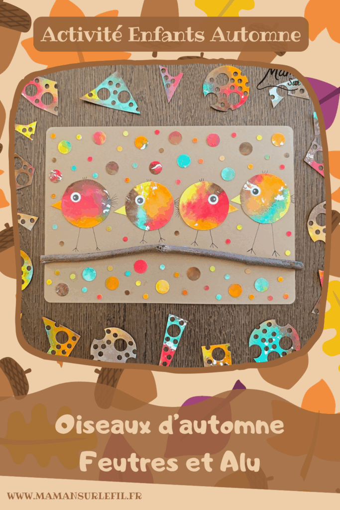 Créer des petits oiseaux d'automne avec la technique des feutres et du papier aluminium : activité créative, peinture et manuelle enfants - Oiseaux ou canards automnaux avec cercles de papier - Couleurs avec feutres sur aluminium et eau - Technique au rendu joli - Cercles, géométrie, découpage, collage - Perforatrice - Land art avec collage d'une branche - Dessin - Couleurs automnales - Bricolage DIY facile et rapide - Thème automne, animaux de la forêt, des bois, oiseaux, nature - Décoration DIY - Bricolage et décoration sympa et facile - Arts visuels maternelle et élémentaire - Cycles 1 et 2 - Créativité - tutoriel photos et vidéo - mslf
