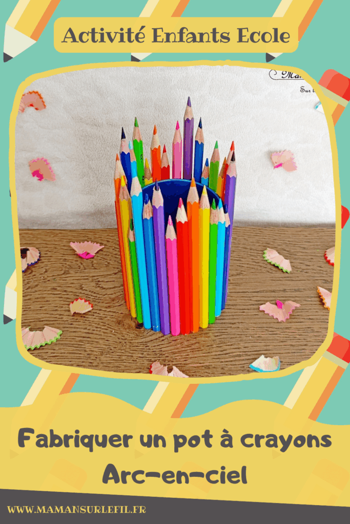 Fabriquer un pot à crayons avec des crayons aux couleurs de l'arc-en-ciel, pour la rentrée scolaire : activité créative, récup' et manuelle enfants - Récup', de vieux crayons de couleur arc-en-ciel et d'un vieux pot à crayons - Recyclage, récup', surcyclage - Collage - Bricolage DIY facile et rapide - Thème école, rentrée scolaire, matériel, crayons de couleur - Décoration DIY pour le bureau - Bricolage et décoration sympa et facile - Arts visuels maternelle et élémentaire - Cycles 1 et 2 - Créativité - tutoriel photos - mslf