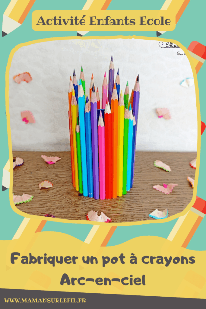 Fabriquer un pot à crayons avec des crayons aux couleurs de l'arc-en-ciel, pour la rentrée scolaire : activité créative, récup' et manuelle enfants - Récup', de vieux crayons de couleur arc-en-ciel et d'un vieux pot à crayons - Recyclage, récup', surcyclage - Collage - Bricolage DIY facile et rapide - Thème école, rentrée scolaire, matériel, crayons de couleur - Décoration DIY pour le bureau - Bricolage et décoration sympa et facile - Arts visuels maternelle et élémentaire - Cycles 1 et 2 - Créativité - tutoriel photos - mslf