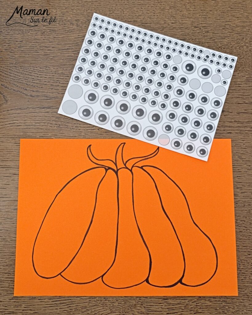 Créer des citrouilles effrayantes d'Halloween pleines d'yeux : activité créative et manuelle enfants - Dessin, et découpage de la citrouille - Collage de gommettes Yeux de différentes tailles - Classement du plus grand au plus petit - Collage - Bricolage et décoration DIY et facile - Bricolage Fait maison, décoration - Thème Halloween, automne, fruits et légumes, peur, potager - Bricolage sympa et facile - Arts visuels Maternelle et cycle 2 - Maternelle et élémentaire - Créativité - Cycle 1 ou 2 - tutoriel photos - mslf