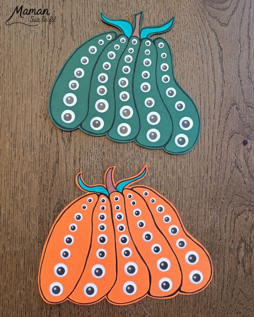 Créer des citrouilles effrayantes d'Halloween pleines d'yeux : activité créative et manuelle enfants - Dessin, et découpage de la citrouille - Collage de gommettes Yeux de différentes tailles - Classement du plus grand au plus petit - Collage - Bricolage et décoration DIY et facile - Bricolage Fait maison, décoration - Thème Halloween, automne, fruits et légumes, peur, potager - Bricolage sympa et facile - Arts visuels Maternelle et cycle 2 - Maternelle et élémentaire - Créativité - Cycle 1 ou 2 - tutoriel photos - mslf