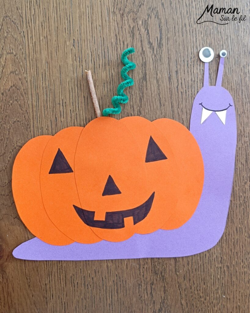 Créer un escargot Vampire et sa citrouille d'Halloween sur le dos : activité créative et manuelle enfants - Découpage, collage de papier - Yeux mobiles, Fil Chenille et branches - Personnage d'Halloween mignons - Citrouille et animaux de la forêt - Jeu DIY - Bricolage et décoration DIY et facile - Bricolage Fait maison, décoration - Thème Halloween, déguisement, automne, insectes et autres petites bêtes, animaux de la forêt - Bricolage sympa et facile - Arts visuels Maternelle et cycle 2 - Maternelle et élémentaire - Créativité - Cycle 1 ou 2 - tutoriel photos - mslf