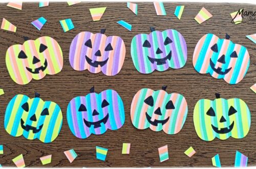 Créer des citrouilles d'Halloween fluos, colorées et psychédéliques : activité créative et manuelle enfants - Découpage, coloriage - Tracé de lignes verticales avec des surligneurs - Dessin - Bricolage et décoration DIY et facile - Bricolage Fait maison, décoration - Thème Halloween, automne, fruits et légumes - Bricolage sympa et facile - Arts visuels Maternelle et cycle 2 - Maternelle et élémentaire - Créativité - Cycle 1 ou 2 - tutoriel photos - mslf