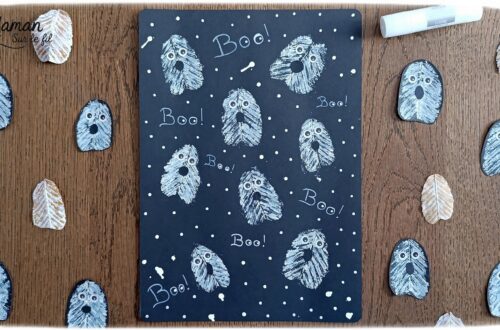 Peindre des fantômes en empreintes de feuilles : activité créative, peinture et manuelle enfants - Utilisation des feuilles mortes d'automne - Les peindre avec de la gouache en stick et utiliser les empreintes - Land art et nature - Gommettes Yeux et dessin - Bricolage et décoration DIY et facile - Bricolage Fait maison, décoration - Thème Halloween, nuit, peur, fantômes - Bricolage sympa et facile - Arts visuels Maternelle et cycle 2 - Maternelle et élémentaire - Créativité - Cycle 1 ou 2 - tutoriel photos et vidéo - mslf