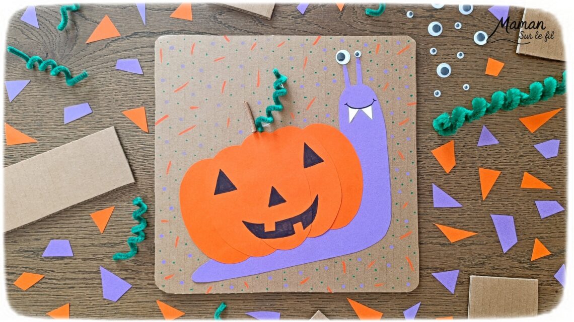 Créer un escargot Vampire et sa citrouille d'Halloween sur le dos : activité créative et manuelle enfants - Découpage, collage de papier - Yeux mobiles, Fil Chenille et branches - Personnage d'Halloween mignons - Citrouille et animaux de la forêt - Jeu DIY - Bricolage et décoration DIY et facile - Bricolage Fait maison, décoration - Thème Halloween, déguisement, automne, insectes et autres petites bêtes, animaux de la forêt - Bricolage sympa et facile - Arts visuels Maternelle et cycle 2 - Maternelle et élémentaire - Créativité - Cycle 1 ou 2 - tutoriel photos - mslf