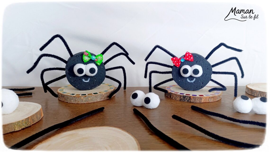 Fabriquer une araignée mimi pour Halloween : activité créative et manuelle enfants - Le tutoriel et le matériel créatif vient de chez 10 Doigts - Peinture, Polystyrène, Fils chenille, Gros yeux et Noeud - Rondin de bois et gommettes - Bricolage et décoration DIY - Bricolage Fait maison, décoration - Kit tout compris - Thème Halloween, araignées, insectes et autres petites bêtes, animaux de la forêt, bois - Bricolage sympa et facile - Arts visuels Maternelle et cycle 2 - Maternelle et élémentaire - Créativité - Cycle 1 ou 2 - tutoriel photos - mslf