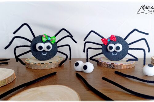 Fabriquer une araignée mimi pour Halloween : activité créative et manuelle enfants - Le tutoriel et le matériel créatif vient de chez 10 Doigts - Peinture, Polystyrène, Fils chenille, Gros yeux et Noeud - Rondin de bois et gommettes - Bricolage et décoration DIY - Bricolage Fait maison, décoration - Kit tout compris - Thème Halloween, araignées, insectes et autres petites bêtes, animaux de la forêt, bois - Bricolage sympa et facile - Arts visuels Maternelle et cycle 2 - Maternelle et élémentaire - Créativité - Cycle 1 ou 2 - tutoriel photos - mslf