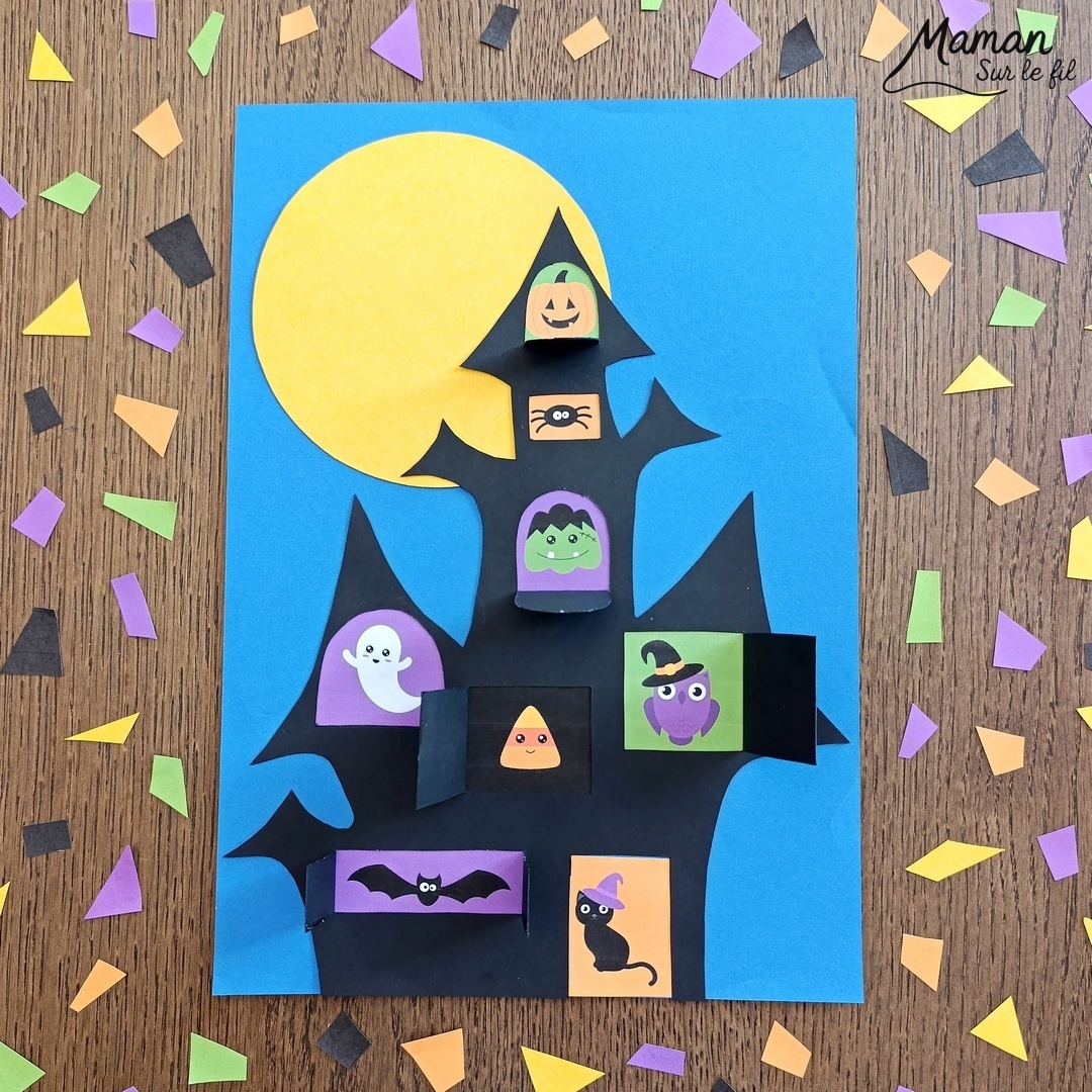 Fabriquer un manoir hanté Surprise avec ses fenêtres qui s'ouvrent et qui se ferment : activité créative et manuelle enfants - Découpage, collage - Personnages d'Halloween mignons - Citrouilles, bonbons, chauve-souris, hibou... Jeu DIY - Bricolage et décoration DIY et facile - Bricolage Fait maison, décoration - Thème Halloween, peur, nuit - Bricolage sympa et facile - Arts visuels Maternelle et cycle 2 - Maternelle et élémentaire - Créativité - Cycle 1 ou 2 - tutoriel photos et vidéo - mslf