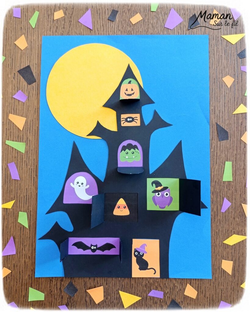 Fabriquer un manoir hanté Surprise avec ses fenêtres qui s'ouvrent et qui se ferment : activité créative et manuelle enfants - Découpage, collage - Personnages d'Halloween mignons - Citrouilles, bonbons, chauve-souris, hibou... Jeu DIY - Bricolage et décoration DIY et facile - Bricolage Fait maison, décoration - Thème Halloween, peur, nuit - Bricolage sympa et facile - Arts visuels Maternelle et cycle 2 - Maternelle et élémentaire - Créativité - Cycle 1 ou 2 - tutoriel photos et vidéo - mslf