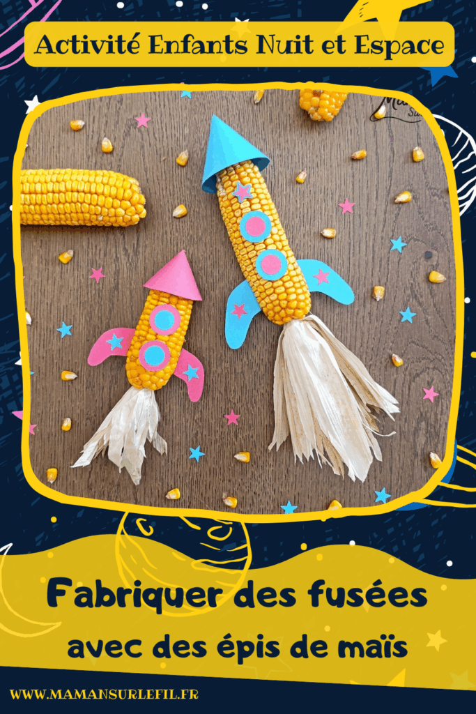 Fabriquer des fusées avec des épis de maïs : activité créative, nature et manuelle enfants - Land art - Découpage, collage de papier pour les détails - Géométrie, utilisation du compas - Bricolage et décoration DIY et facile - Bricolage Fait maison, décoration - Thème Nuit, Ciel, Espace, étoiles - Bricolage sympa et facile - Arts visuels Maternelle et cycle 2 - Maternelle et élémentaire - Créativité - Cycle 1 ou 2 - tutoriel photos - mslf