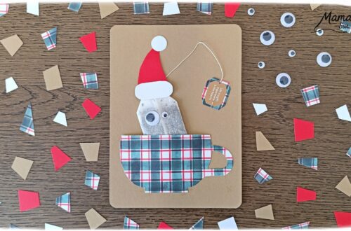 Créer une carte Tasse et Sachet de thé de Noël : activité créative et manuelle enfants - Imaginer une carte de Noël rigolote avec un sachet de thé - Découpage, collage de papier à motifs - Yeux mobiles et bonnet de Noël pour un visage mignon et rigolo du sachet de thé - Carte, cadeau DIY, Fait maison à offrir pour les fêtes de fin d'année - Bricolage et décoration DIY et facile - Bricolage Fait maison, décoration - Thème Noël, fêtes de fin d'année, hiver, boissons chaudes - Bricolage sympa et facile - Arts visuels Maternelle et cycle 2 - Maternelle et élémentaire - Créativité - Cycle 1 ou 2 - tutoriel photos - mslf