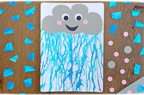Créer un nuage mignon et sa pluie soufflée à la paille : activité créative, peinture et manuelle enfants - Pluie en encre soufflée à la paille - 3 nuances de bleu, gouttes posées à la pipette - Nuage Kawai en découpage et collage de papier - Perforatrice Ronds - Bricolage et décoration DIY et facile - Bricolage Fait maison, décoration - Thème Météo, Pluie, Nuage, Ciel, Automne - Bricolage sympa et facile - Arts visuels Maternelle et cycle 2 - Maternelle et élémentaire - Créativité - Cycle 1 ou 2 - tutoriel photos et vidéo - mslf
