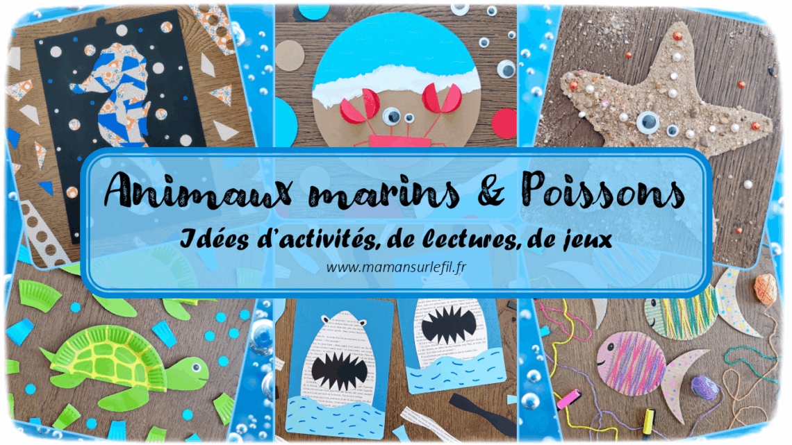 Récapitulatif Animaux marins et poissons : baleines, pieuvres, étoiles de mer, crabes, requins, dauphins, tortues, méduses... - idées activités lectures jeux sur un thème donné - différents types d'activités : sensorielle, créative, récup, peinture... - jeux à imprimer - Graphisme - Bricolages, peinture, dessin DIY - arts visuels et bricolages - littérature jeunesse - jeux de société - récap sur le fil - mslf