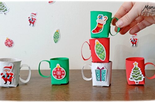 Fabriquer un jeu DIY : les tasses de Noël à empiler : activité créative, récup' et manuelle enfants - Tasses aux couleurs de Noël fabriquées avec des rouleaux de PQ - Recyclage, surcyclage de rouleaux de papier toilette en carton - Peinture, gommettes - - Jeu fait maison - Sens de l'équilibre - Empiler les tasses sans les faire tomber - Vert, rouge, blanc - Bricolage et décoration DIY et facile - Bricolage Fait maison, décoration - Thème Noël, fêtes de fin d'année, hiver, boissons chaudes - Bricolage sympa et facile - Arts visuels Maternelle et cycle 2 - Maternelle et élémentaire - Créativité - Cycle 1 ou 2 - tutoriel photos et vidéo - mslf