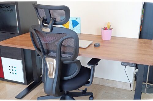 Mon nouveau coin bureau avec Flexispot : mon quotidien d'autoentrepreneur - Bureau assis debout ultra flexible E7 Pro avec pieds noirs et plateau Rotin brun pour associer à ma table à manger - Chaise ergonomique avec coussin confort Nuage - Bureau parfait pour alterner travail sur ordinateur et activités créatives - Parfait pour les personnes de petites et grandes tailles et pour les maux de dos - Etre à son compte, télétravail - Avis - mslf