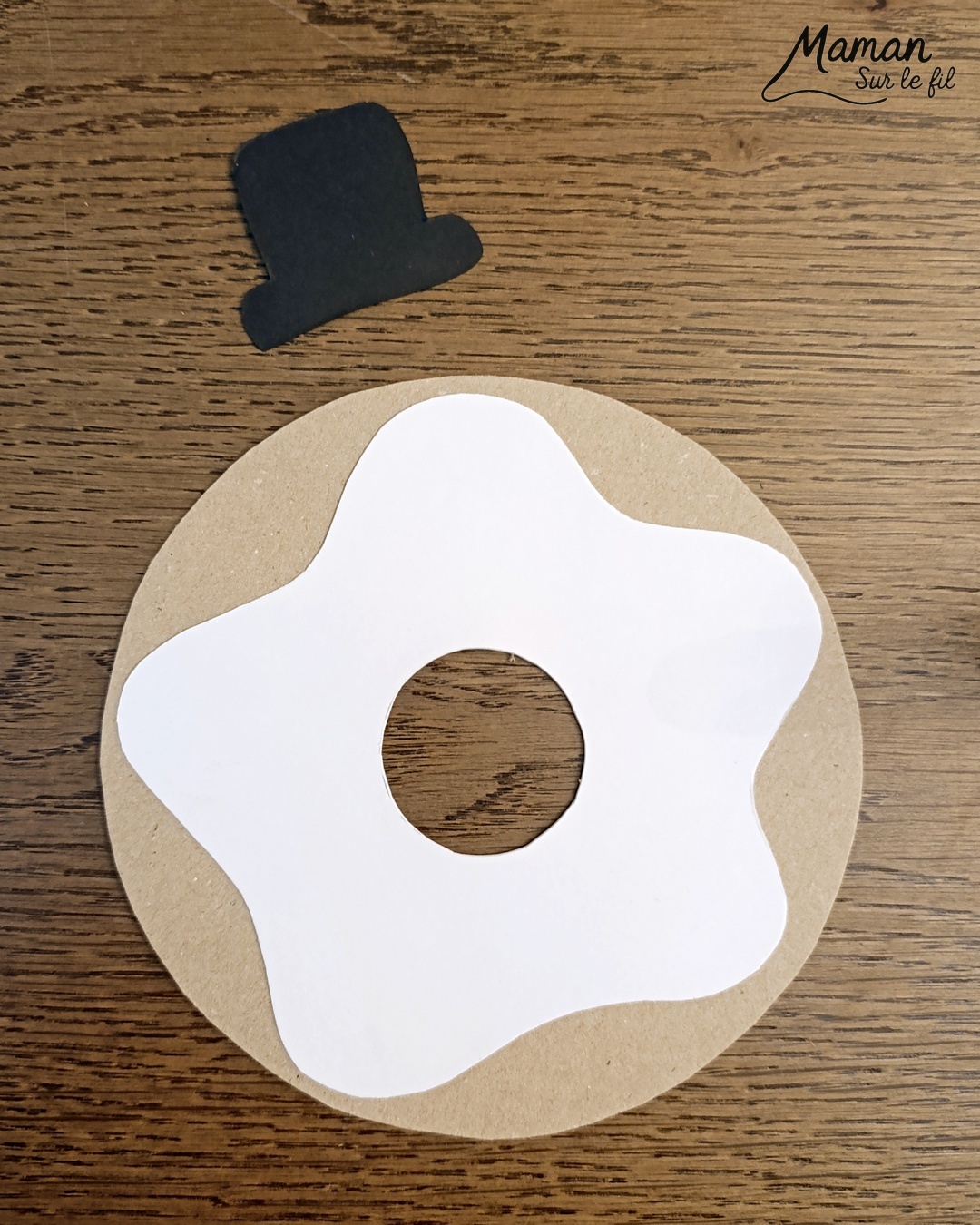 Fabriquer des donuts gourmands d'hiver en carton et papier : activité créative, récup' et manuelle enfants - Version bonhomme de neige et sucre d'orge - Découpage et collage de papier - Recyclage, surcyclage de carton fin - Géométrie, utilisation du compas, cercles - Dessin, coloriage - Bricolage et décoration DIY et facile - Bricolage Fait maison, décoration - Thème hiver, froid, neige, gourmandises, bonbons, Noël - Bricolage sympa et facile - Arts visuels Maternelle et cycle 2 - Maternelle et élémentaire - Créativité - Cycle 1 ou 2 - tutoriel photos - mslf