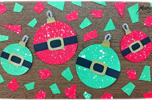 Créer des boules à suspendre façon Père Noël et Lutin : activité créative et manuelle enfants - Découpage et collage de papier -Peinture éclaboussée blanche - Géométrie, utilisation d'un compas, cercle - Feutre doré pour les détails de la ceinture - Fil chenille argenté pour accrocher les boules de Noël - Bricolage rigolo et décoration DIY et facile - Bricolage Fait maison, décoration - Thème Noël, fêtes de fin d'année, décorations pour le sapin, Lutins du père Noêl - Bricolage sympa et facile - Arts visuels Maternelle et cycle 2 - Maternelle et élémentaire - Créativité - Cycle 1 ou 2 - tutoriel photos - mslf