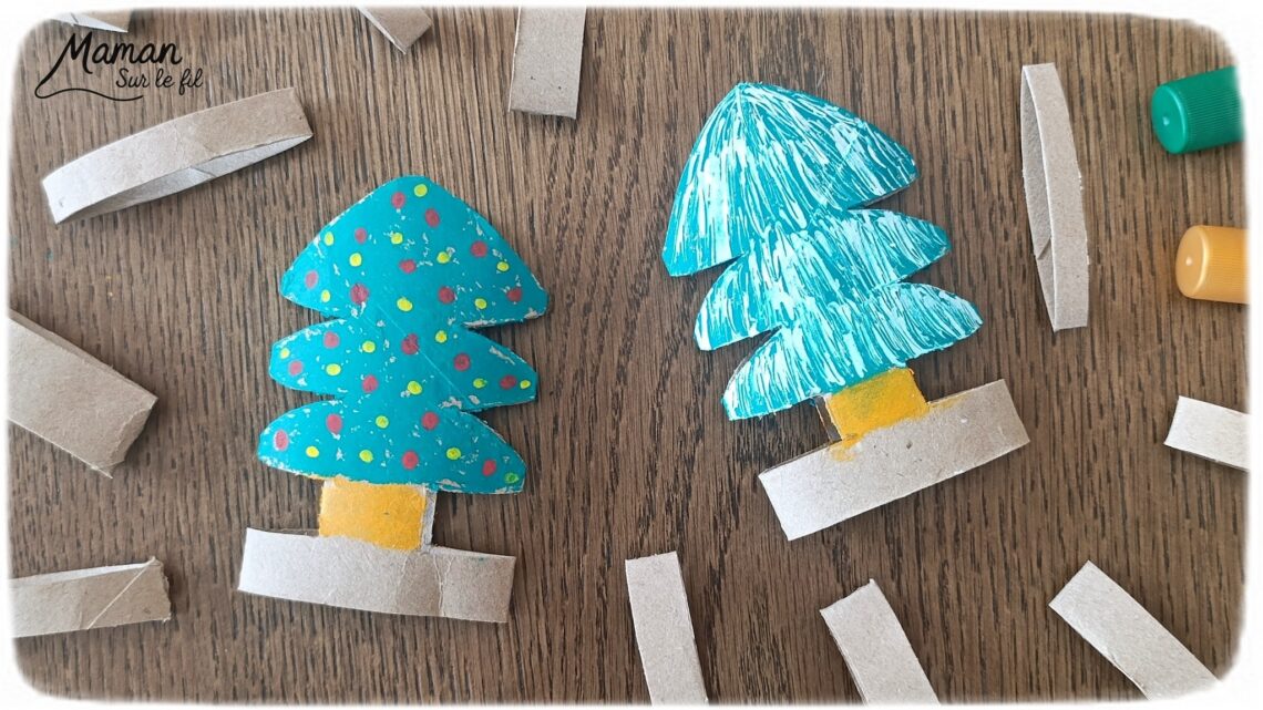 Fabriquer des sapins recto-verso entre hiver et Noël : activité créative, récup', peinture et manuelle enfants - Recyclage, surcyclage de rouleaux de papier toilette PQ en carton - - Peinture avec de la gouache en stick - Vert et doré - Dessin et graphismes aux marqueurs Peinture : blanc pour l'hiver et la neige au recto, boules rouge et jaune pour Noël au verso - Décorer le sapin de Noël - Bricolage DIY facile et rapide - Thème hiver, Noël, fêtes de fin d'année - Décoration DIY - Bricolage et décoration sympa et facile - Arts visuels maternelle et élémentaire - Cycles 1 et 2 - Créativité - tutoriel photos et vidéo - mslf