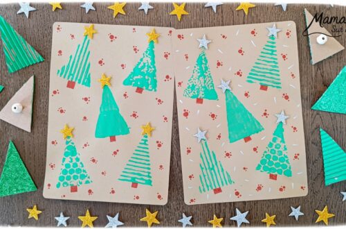 Fabriquer des tampons Sapins DIY en récup' : activité créative, récup', peinture et manuelle enfants - Recyclage, surcyclage de carton, de papier à bulles et de papier aluminium - Carton plat et ondulé - Perles pour la prise en main plus facile - Différentes textures pour différentes rendus - Peinture avec les tampons fait maison - Dessin et graphismes pour les détails - Gommettes Etoiles pailletées - Bricolage DIY facile et rapide - Thème hiver, Noël, fêtes de fin d'année - Décoration DIY - Bricolage et décoration sympa et facile - Arts visuels maternelle et élémentaire - Cycles 1 et 2 - Créativité - tutoriel photos et vidéo - mslf