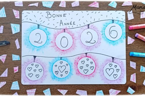 Créer une guirlande lumineuse en pastels étalés pour la nouvelle année : activité créative et manuelle enfants - Carte pour souhaiter une bonne année 2026 - Technique du pastel gras étalé au doigt pour un effet lumineux - Dessin, écriture et graphismes noirs - Nouvel an, Jour de l'an ou Noël - Bricolage et décoration DIY et facile - Bricolage Fait maison, décoration - Thème Fêtes de fin d'année, Nouvel an, Jour de l'an, bonne année - Bricolage sympa et facile - Arts visuels Maternelle et cycle 2 - Maternelle et élémentaire - Créativité - Cycle 1 ou 2 - tutoriel photos et vidéo - mslf