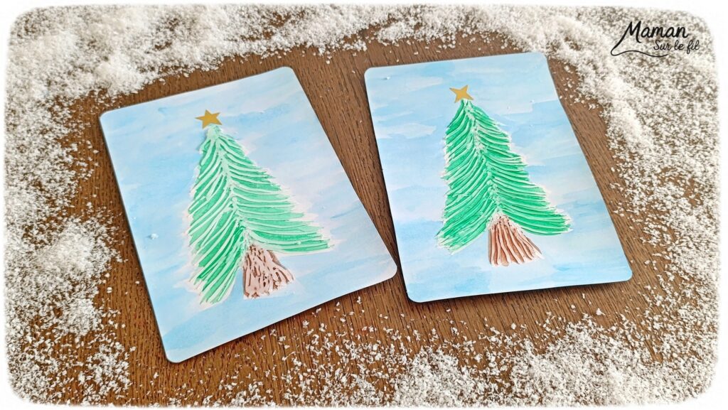 Peindre un sapin avec de la colle chaude : activité créative, peinture et manuelle enfants - Technique du pistolet à colle pour créer du volume - Mise en couleurs avec de la peinture type aquarelle - Bricolage DIY facile et rapide - Gommettes Etoile - Thème hiver, Noël, fêtes de fin d'année - Décoration DIY - Bricolage et décoration sympa et facile - Arts visuels maternelle et élémentaire - Cycles 1 et 2 - Créativité - tutoriel photos et vidéo - mslf